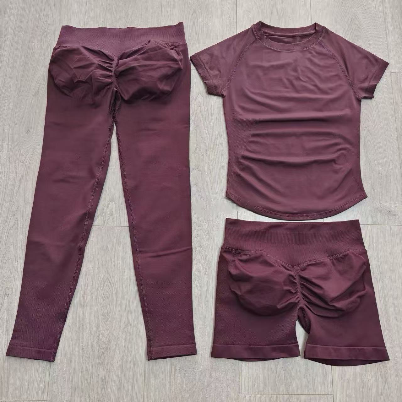 Yoga Fitness Set - 2 Pieces Sports Sets Short Sleeve