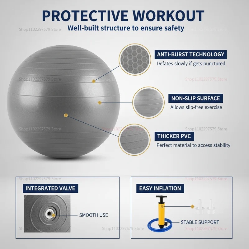 Anti-Burst Yoga Ball with Pump - Exercise Ball Stability recension och pris
