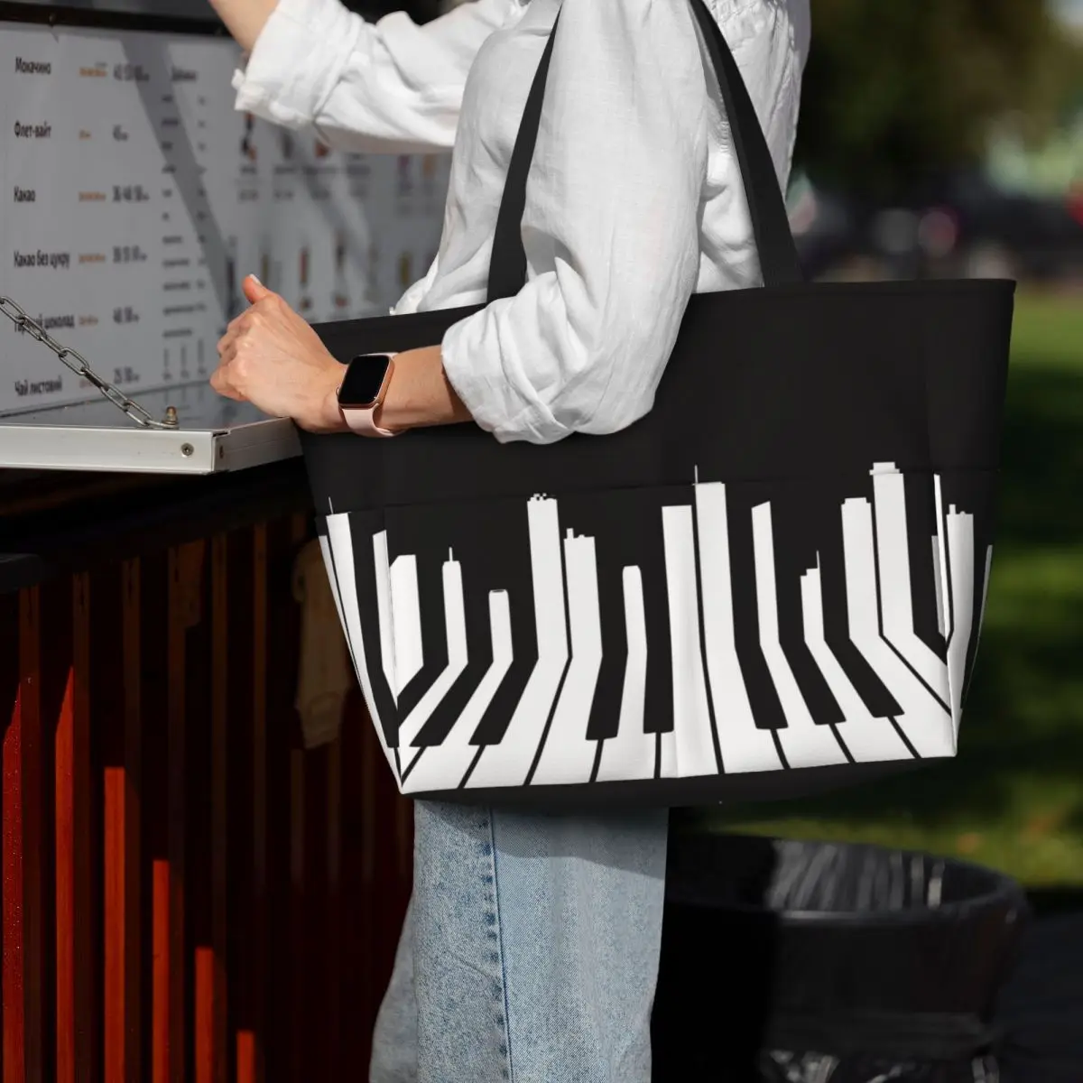 Piano City Music Beach Tote Ba - Yoga Fitness Music recension och pris